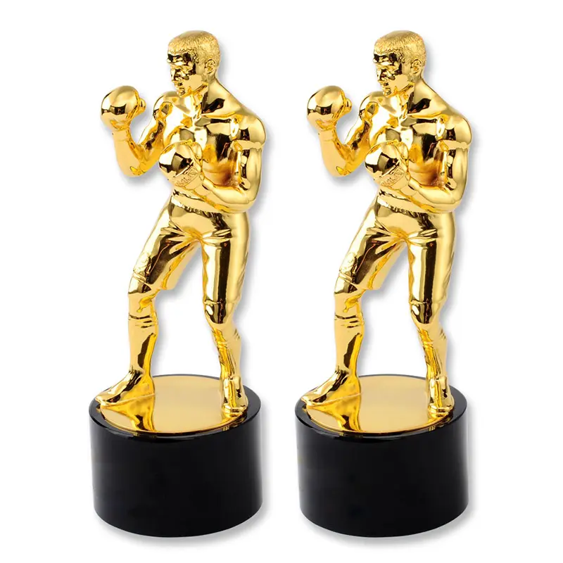 Personalised custom poly resin polyresin gold trophies customised gold resin figurine sport award 3d boxing trophy