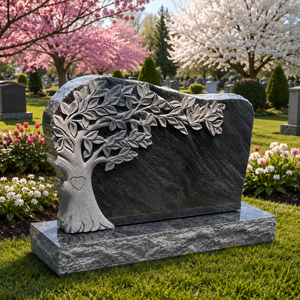 Pierre tombale double Union STONE American Black Serp Top Monument avec photos - Product Image 2