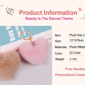 ของขวัญโปรโมชั่นปี 2020 พวงกุญแจขนปุยรูปหัวใจน่ารัก นุ่มนิ่ม ขนกระต่าย - Product Image 6
