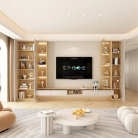 Meuble TV en bois contemporain avec vitrine et armoires de rangement, design minimaliste, salon, meubles de maison, meuble de rangement TV