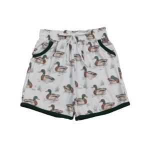 Shorts d'été décontractés pour garçons, motif camouflage canard colvert, respirants, séchage rapide, polyester-coton, taille élastique, prêts à expédier (RTS) - Product Image 1