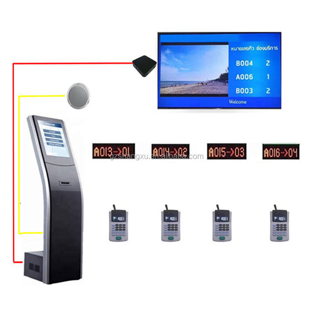 Bank/Hospital/School/Telecom Wireless QMS Queue Management System With Ticket Dispenser Token Number LCD Display