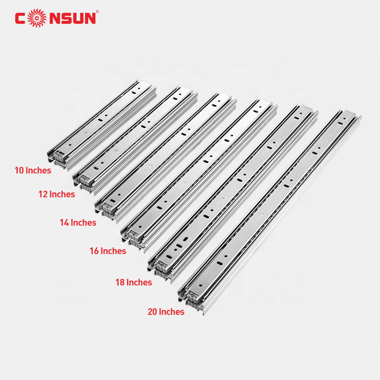 Tobogán telescópico de rodamiento de bolas para muebles, accesorio plegable de 3 niveles de extensión completa de acero inoxidable para cocina, armario y cajón