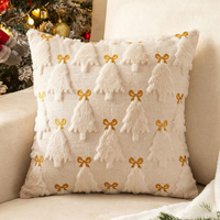 Housse de coussin personnalisée en velours doux brodée Père Noël et Bonhomme de neige pour Noël, vente en gros, pour les fêtes