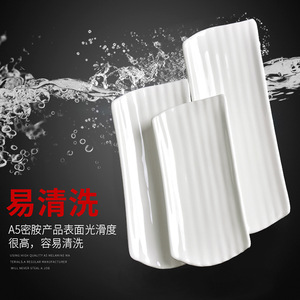 A5 <b>melamine</b> imitation porcelain white sushi <b>plate</b>, Japanese style plastic dish, saury <b>plate</b>, rectangular creative long <b>plate</b>. - Product Image 3
