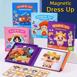 Jeu d'association Princesse et Agents de service public, livre de puzzle magnétique à habiller, jouet éducatif en papier à thème dessin animé pour garçons et filles - Product Image 2