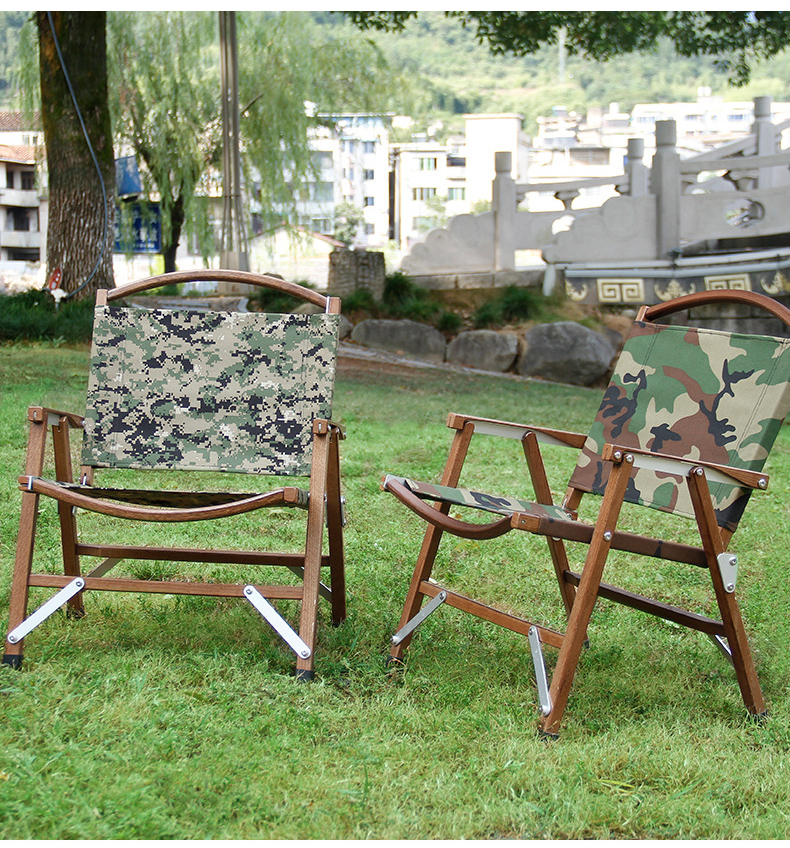 3KG Outdoor Wooden Chair With Arm Rest Odm Aluminum Kermit Adjustable Height Camping