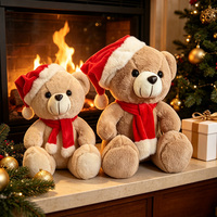 Peaux d'animaux en peluche non rembourrées pour Noël, incluant peaux d'ours en peluche, peaux d'ours en peluche avec bonnet et écharpe de Père Noël, et housses de peluche vierges pour ours en peluche.