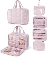QET1116 Nouvelle Trousse de Maquillage Gonflée, Organisateur de Cosmétiques, Trousse de Toilette de Voyage avec Organisateur de Bijoux, Trousse de Voyage Suspendue pour Femmes