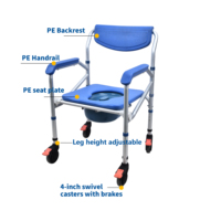 Silla de Inodoro Ajustable de Aluminio con Ruedas, Inodoro Portátil para Personas Mayores y con Discapacidad, para Transferencia en el Baño y la Ducha