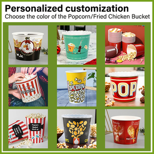 ถังป๊อปคอร์นกระดาษพิมพ์ลายตามสั่ง ถังป๊อปคอร์นแบบใช้แล้วทิ้ง เกรดสำหรับอาหาร ใช้สำหรับงานปาร์ตี้ฟุตบอล - Product Image 2