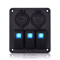 Nouveau panneau de commutation à bascule 3 pôles 3 modules avec prise d'alimentation 3.1A double USB certifié CE pour bateau et voiture