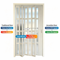 Porte accordéon pliante en verre acrylique résistant aux chocs, sur mesure, avec rail en aluminium étanche, cloison coulissante intérieure