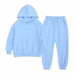 Ensembles de vêtements pour filles, survêtements personnalisés avec logo pour enfants, ensembles de survêtements en coton à capuche unis pour garçons et filles, survêtements de jogging pour adolescents - Product Image 4