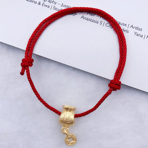 Pulsera <span class=keywords><strong>de</strong></span> Cuerda Roja Chapada en Oro Elegante con Dije <span class=keywords><strong>de</strong></span> Trébol <span class=keywords><strong>de</strong></span> Cuatro <span class=keywords><strong>Hojas</strong></span> <span class=keywords><strong>de</strong></span> la <span class=keywords><strong>Suerte</strong></span>, Joyería <span class=keywords><strong>de</strong></span> Moda Económica para Regalo para Mujeres y Hombres - Product Image 3