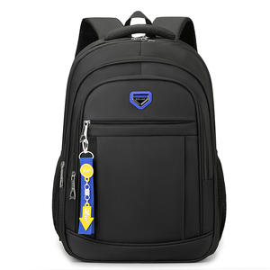 Zaino Minimalista Nero Versatile con Dettagli Blu e Gialli: Ideale per Pendolarismo, Campus e Viaggi Leggeri - Product Image 1
