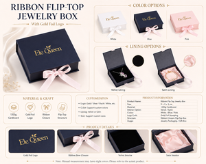 Ribbon Flip Top Jewelry <b>Box</b> Custom Luxury Packaging <b>Box</b> for Rings Necklace <b>Earrings</b> <b>Gift</b> Presentation and <b>gift</b> store - Product Image 2