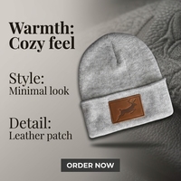 Bonnet personnalisé avec patch en cuir – Ajoutez votre logo – Bonnets d'hiver tricotés pour employés d'entreprise