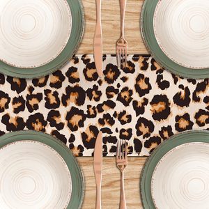 Chemin de table chinois à imprimé léopard occidental, décorations guépard, écharpes de table pour salle à manger et commode, en toile de jute, motif animal, pour la maison et la cuisine - Product Image 5