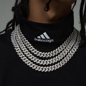 Dây chuyền kiểu Cuban Full Pave VOAINO mạ vàng trắng 9K <span class=keywords><strong>14K</strong></span> 18K, mặt kim cương tròn cắt kiểu Hiphop, unisex, kèm hộp quà tặng - Product Image 5