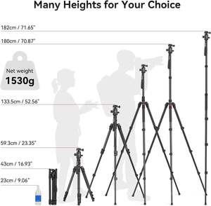 SmallRig調節可能な高さ16 \ "-71 \" 折りたたみ式アルミカメラ三脚/モノポッド360 ° ボールヘッド33lbペイロードカメラアクセサリー用 - Product Image 2