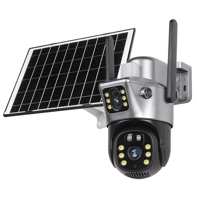 Factory Price Dual Lens 4G Solar Camera Low Power Consumption V380 PTZ Security Camera with Solar Panel for Outdoor