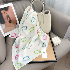 Women Cute <strong>Square</strong> <strong>Scarf</strong> Faux Silk 65*65 cm Fashion Accessory Trendy Printed <strong>Square</strong> <strong>Scarf</strong> Soft Faux Silk Neck Hair <strong>Scarf</strong> OEM/ODM - Product Image 6