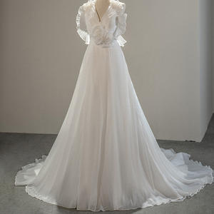 ชุดเจ้าสาวแบบมีสายเปลือยหลังแต่งตะเข็บสไตล์โบฮีเมียน SFY220แจนเซมเบอร์ - Product Image 1