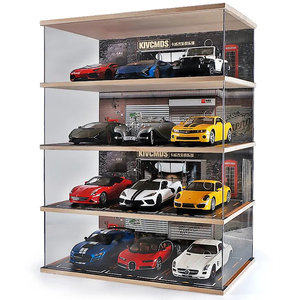 1:18 Model Car Display Simulation Parking Garage Exquisite Wooden Acrylic Dust BoX Car Model Storage Box Dustproof ToyCar Locker