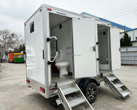 Remorque WC portable à double porte, kit conteneur de toilettes mobiles pour événements et chantiers de construction