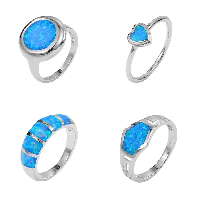 XYOP Fashion New Style 925 Sterling Silver Synthetic Gemstones Opal Ring For Women Geometry Design Classic Simple Female Jewelry