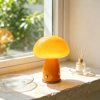 Lampe en forme de champignon VH, lampe de table en verre orange en forme de champignon, lumière ambiante à commande tactile, lampe de chevet pour chambre à coucher