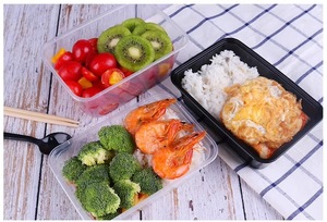 Boîte à lunch jetable de 500 ml, boîte bento rectangulaire, vaisselle en plastique transparent, emballage en gros, boîte à emporter, boîte à repas rapide en PP - Product Image 3