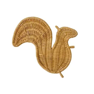 Attractive squirrels rattan wall hanging animal for decor natural hanging item kid decor animal decoration bohemian gift