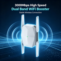Répéteur WiFi double bande 3000 Mbps, amplificateur de signal longue portée avec antennes externes pour la maison