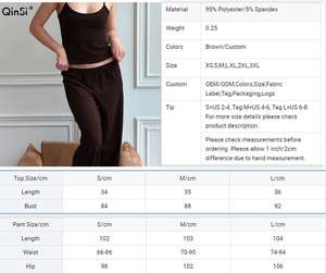 QINSI Lounge Wear Women Sets Custom <strong>Ladies</strong> 2 Piece <strong>Crop</strong> Top Knitted Set Spring Camisole Pant <strong>Pyjamas</strong> Two Pieces Sleepwear - Product Image 6