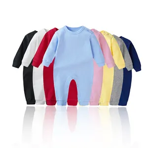 Factory Price 100% Cotton Plain Baby New Bown Clothes Long Sleeves Body Suit Romper