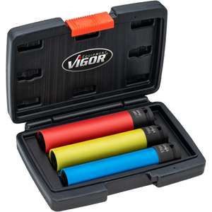 VIGOR - V5933/3 Jeu de douilles pour clé à chocs 1/2 ''extra longues (3 pièces) -EAN 4047728079624 IMPACT SOCKETS ET ACCESSOIRES - Product Image 1