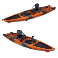 Kayak de pêche à pédales de haute qualité, système à hélice simple, 3,81 m (12,5 pi), châssis en HDPE, siège, capacité de 220 kg, marque Itoo