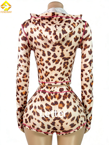Abbigliamento Y2K da donna, top corto e pantaloncini con stampa leopardata, set da 2 pezzi, set di pantaloncini loungewear, set da 2 pezzi, primavera estate - Product Image 4