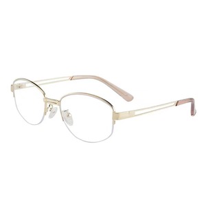 Monturas de gafas ovaladas de borde completo para mujer, lentes de resina anti UV ligeras, diseño en tono dorado transparente - Product Image 4