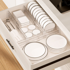 Drawer Organizer Transparent Expandable Rectangular Multi Functional Cabinet <b>Storage</b> Divider For <b>Kitchen</b> Bedroom Use - Product Image 1