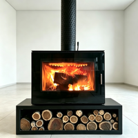 Cheminée autoportante en bois à écran plein en verre certifiée CE, haute efficacité 89%, chauffage 19/23KW pour Villa, Hôtel, Restaurant, OEM ODM