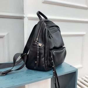 Mochilas de Mujer a la Moda, Mochila Clásica de Cuero Vacuno Genuino, Bolso de Hombro Femenino para Viaje - Product Image 5