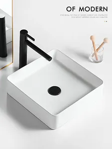 Customized Wholesale White Contemporary Porcelain Square Shape Ceramic Basin Modern Sink Wash Basin Bathroom Sink