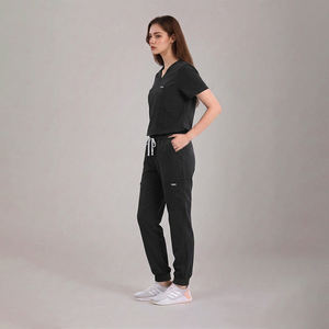 Conjuntos de Uniformes Médicos de Tela Elástica 62% Rayón 32% Nailon 6% Spandex, Cuello en V, Manga Corta, Pantalones Jogger, Múltiples Bolsillos, Uniformes de Enfermería - Product Image 5