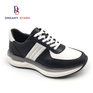 Fashion High-quality Cow Genuine <b>Leather</b> Two Tone Color Custom Logo Handmade Men's <b>Sneaker</b> Breathable Walking Autumn Comfort - Product Image 1