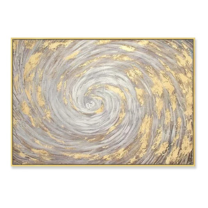 モダンゴールド抽象的な風景油絵キャンバス手描きトルネード壁装飾フレームなし絵アート - Product Image 1