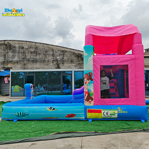 Château gonflable commercial géant pour enfants, <span class=keywords><strong>parc</strong></span> <span class=keywords><strong>d</strong></span>'attractions extérieur avec toboggan et parcours <span class=keywords><strong>d</strong></span>'obstacles - Product Image 5