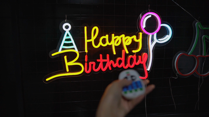 Happy Birthday LED Neon Sign Night Light for Wall Party Décor Bedroom ...